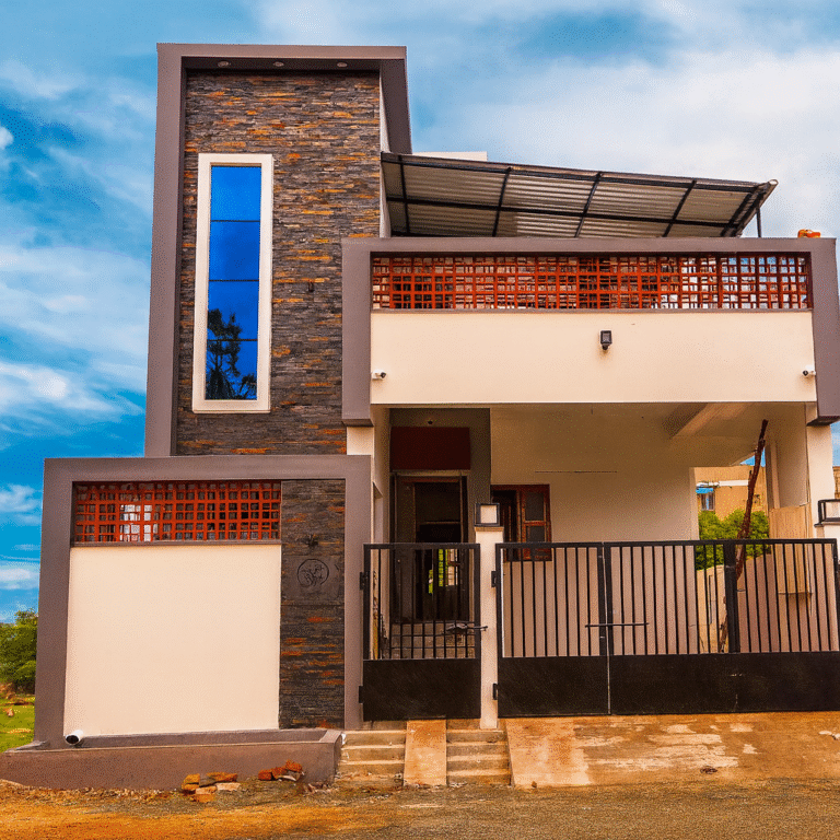 Modern House Amidst Field and Construction