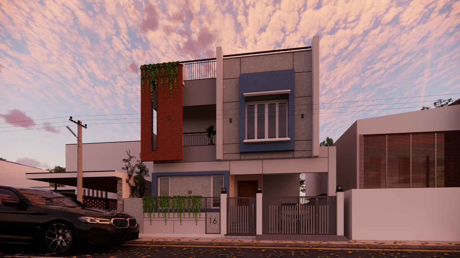 3D architectural rendering of a modern residential home by Urban Space Builders in Chennai.